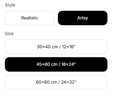 Choose Size & Frame Color